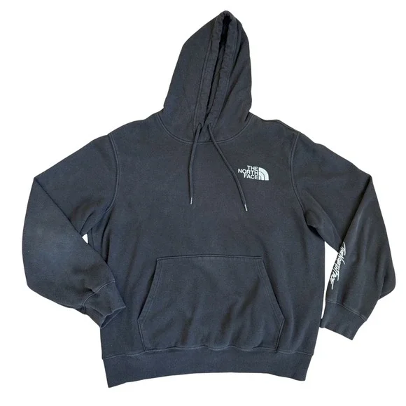 The North Face Mens Black Graphic Pullover Hoodie Never Stop Exploring Large