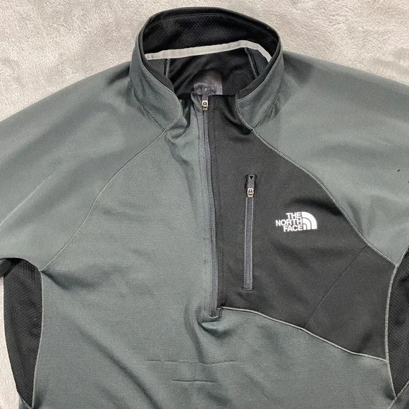 The‎ North Face FlashDry Pullover Mens M Grey 1/4 Zip Running Top A5UN Sporty