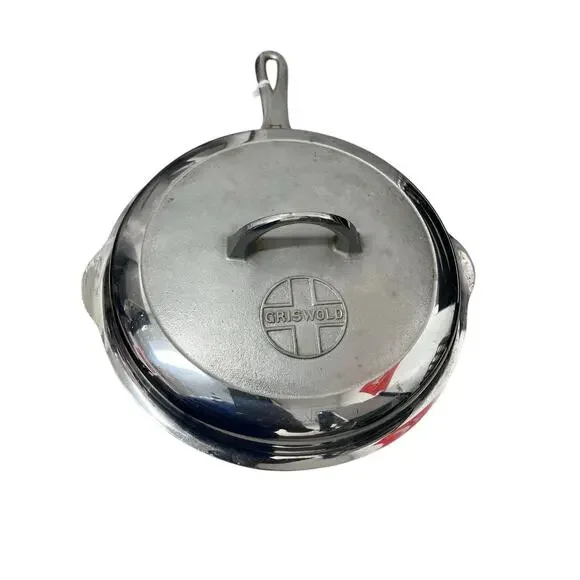 Vintage Griswold No 8 Chrome Cast Iron Chicken Fryer 777 Lid 1098B