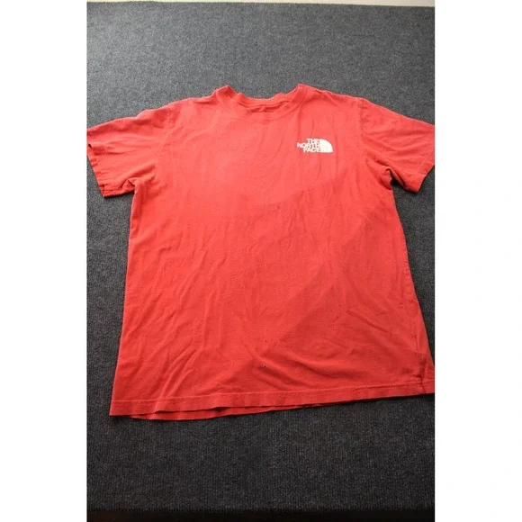 The North Face Mens Large Red Short Sleeve Logo Graphic T-Shirt Distressed