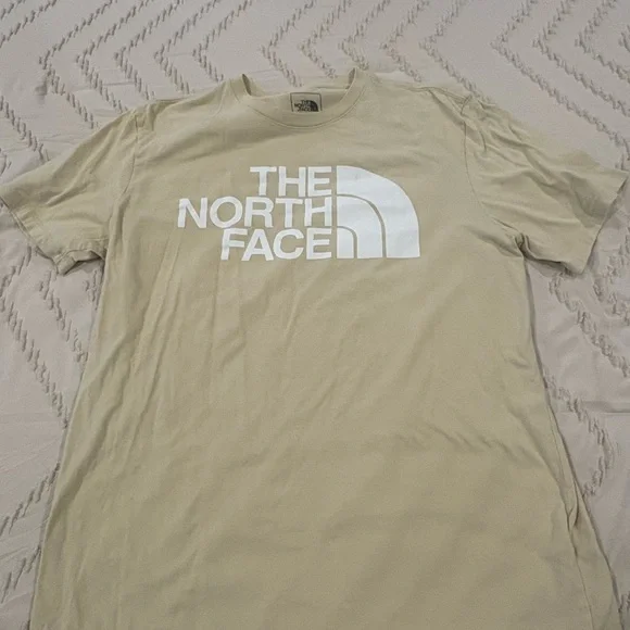 The North Face Logo Tee in Light Tan with White Print