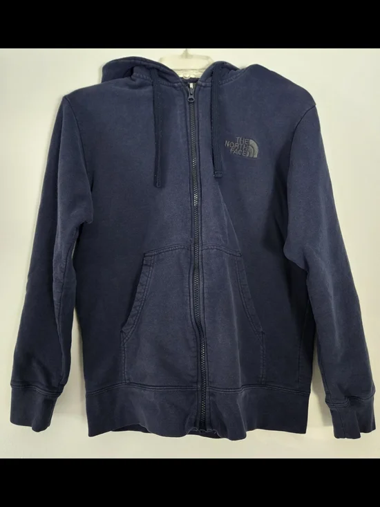 The North Face Men's Blue Full Zip Hoodie Pockets Logo M