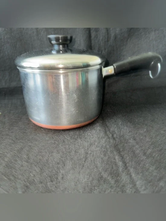 Vintage Revere Ware 2 Quart Copper Clad Bottom Saucepan w/ Lid Clinton, IL USA