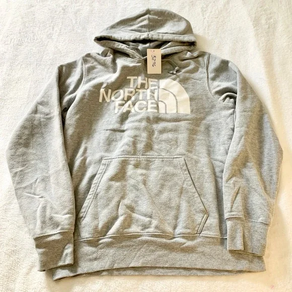 The North Face Half Dome Pullover Hoodie Mens Size M Gray Logo Cotton Blend