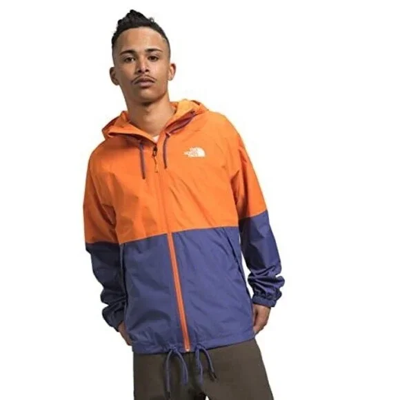 The North Face Antora Rain Jacket Mens 2XL Orange Blue Hooded Full Zip SGN1538