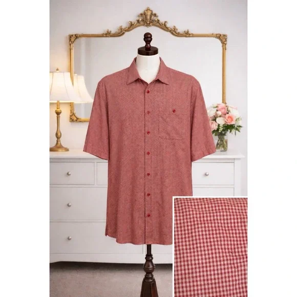 The North Face Shirt Red Check Button Up Short Sleeves Outdoor Light‎ Mens XL