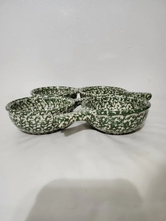 Vintange Henn Pottery Speckled Ceramic Handled Bowls - Set of 4 For Chili, soups