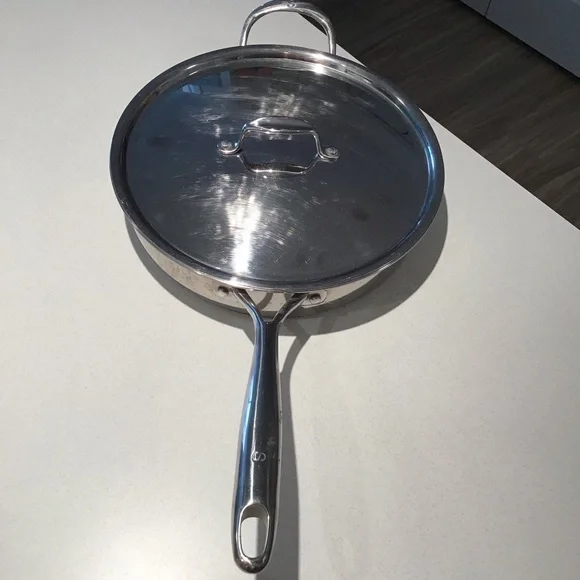Sardel 12” Stainless Steel Skillet with Lid, Made in Italy, Gently Used