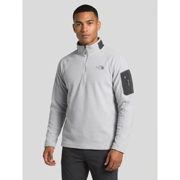 The North Face Mens FlashDry Fleece Quarter Zip Pullover Gray Jacket Large