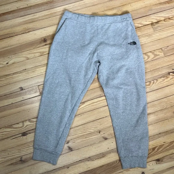 The North Face Mens Gray Heather Fleece Jogger Sweatpants XL Embroidered Logo