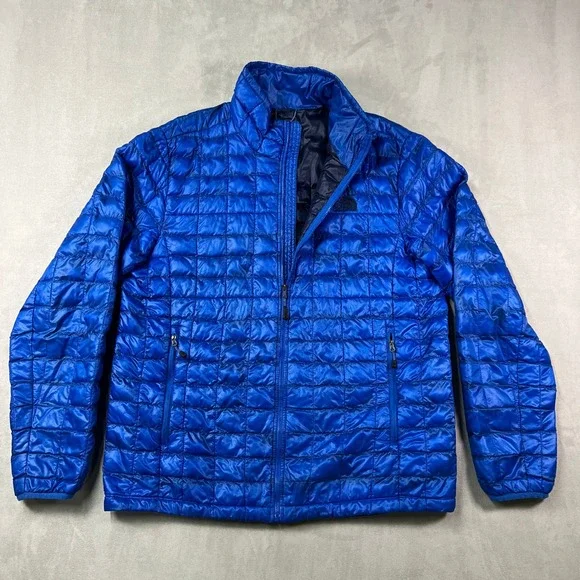 The‎ North Face ThermoBall Full Zip Jacket Mens L Blue Quilted Outdoor Insulated