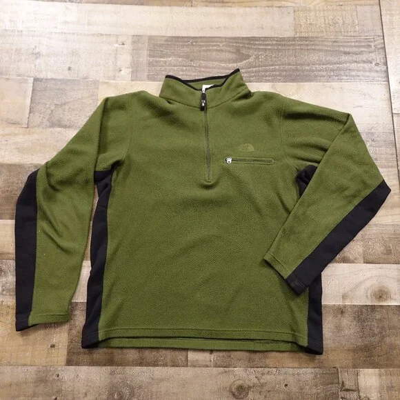 The North Face Polartec Quarter Zip Fleece Men’s Large Green Outdoor‎ Pullover