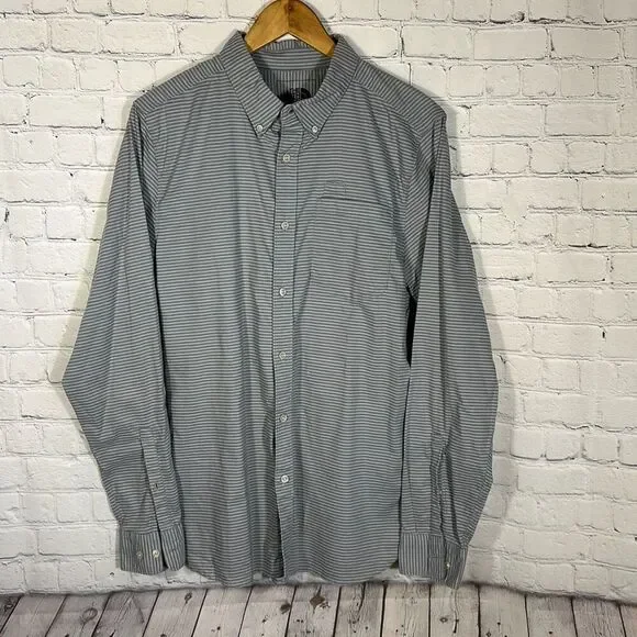 The North Face Mens‎ Gray Striped Long Sleeve Shirt size M Medium