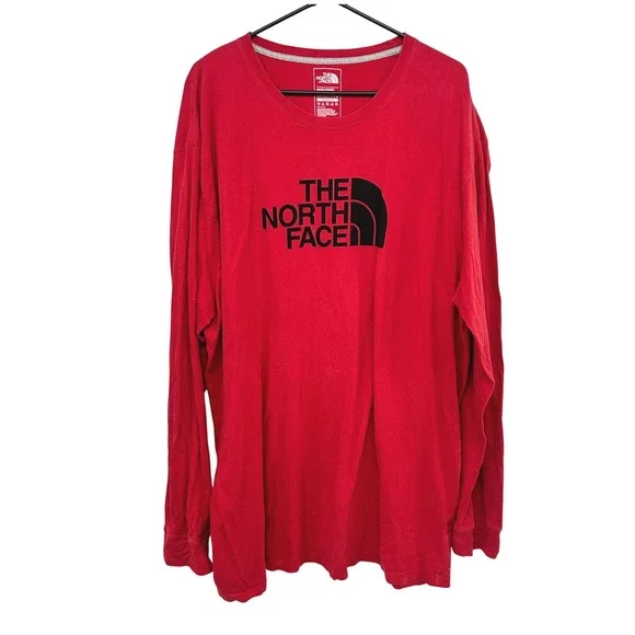 The North Face Long‎ Sleeve Big Logo Graphic Tee XXXL Red Gorpcore Streetwear