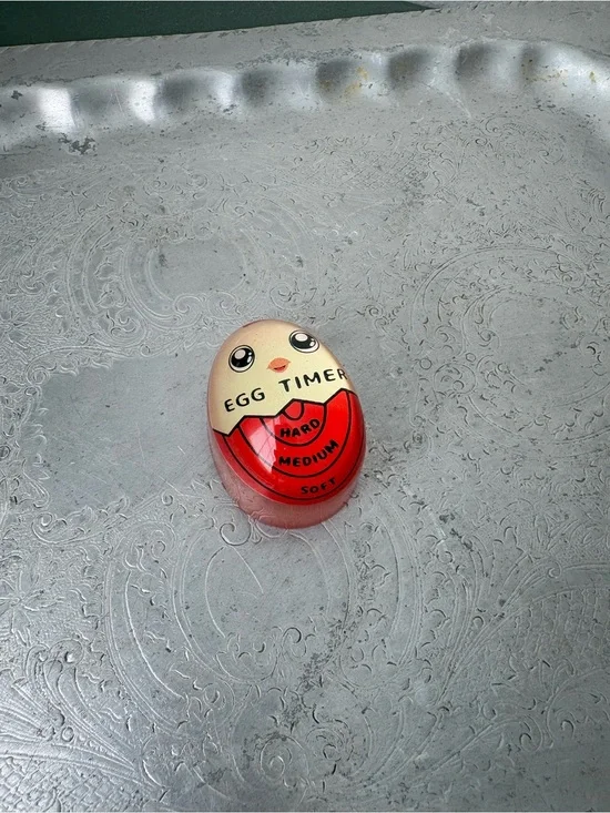 Cute Egg Timer Kitchen Timer in Cream and Red