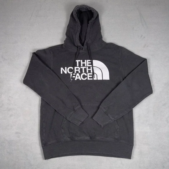 The North Face Mens Half Dome Pullover Hoodie Black Logo Small