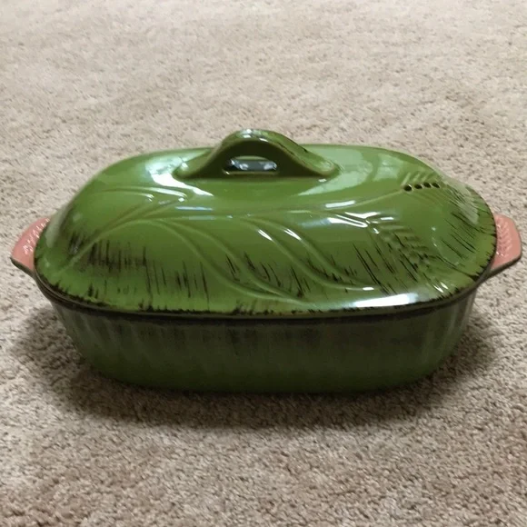 CERAMIC green oval shaped casserole