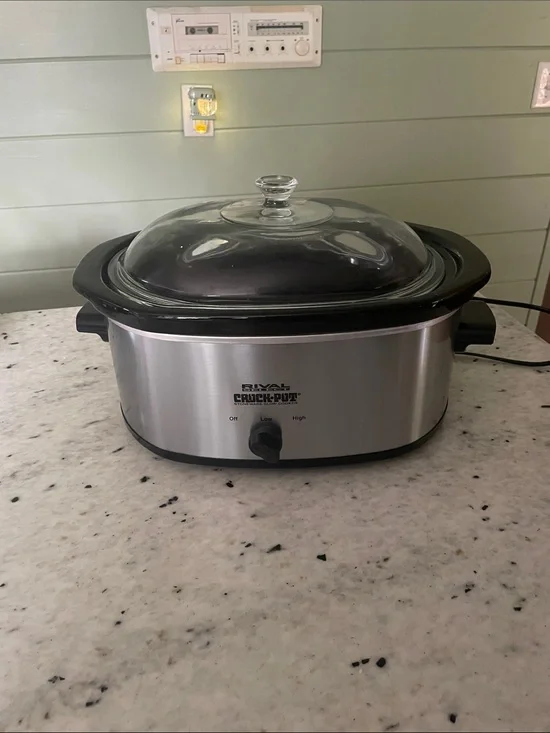 Oval Rival Crock-Pot Stainless Steel Slow Cooker with Glass Lid