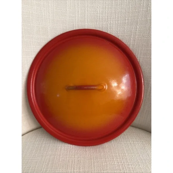 Descoware Cast Iron LID 22 FE Orange Flame‎ Belgium Vintage Cookware LID ONLY