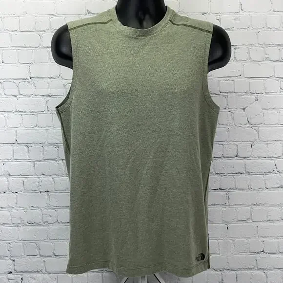 The North Face Day Three Tank Top M Medium Green Sleeveless T Shirt Flashdry Tee