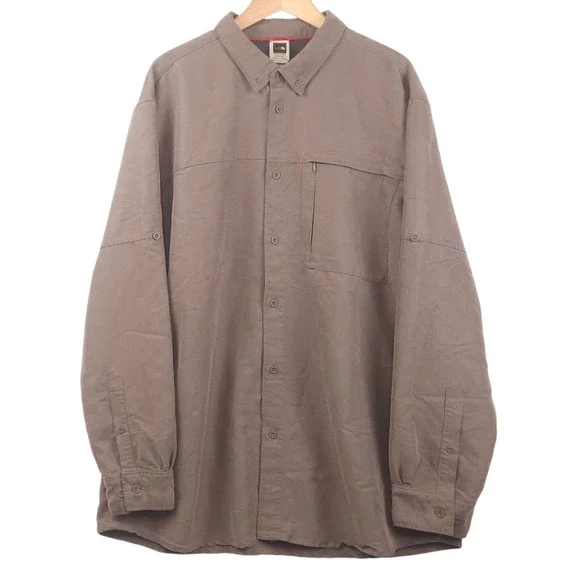 The North Face Tekware Shirt Men's XXL‎ Taupe Modal Blend Button Up Hike Outdoor