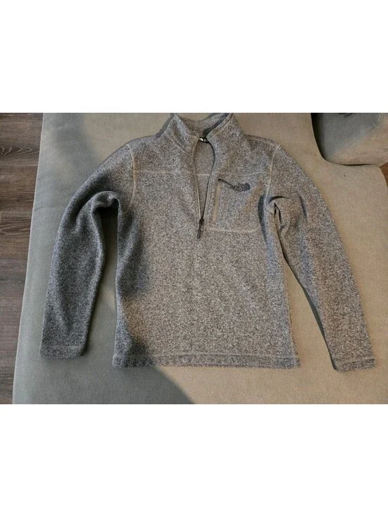 North Face Sweater Knit Quarter Zip Fleece Pullover Mens Medium Mushroom Taupe