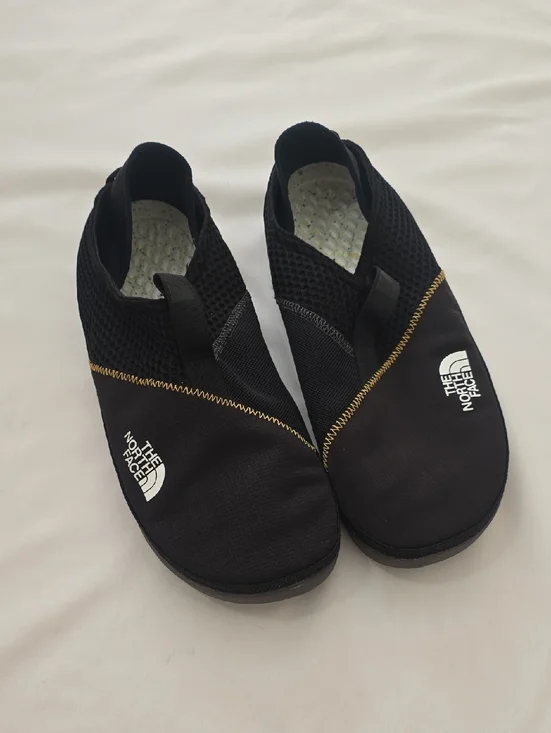 The North Face Black Camp Mule Slip-On Shoes with Yellow Stitching Unisex‎