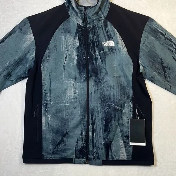 North Face‎ Tekware Full-Zip Hoodie- Goblin blue/ Granitic rock print- NWT-Large
