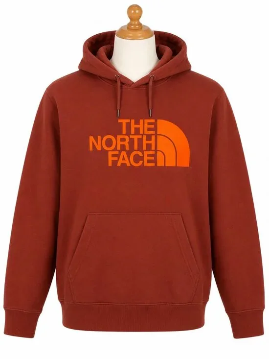 The North Face Tekno Logo Men's XL Brick Red Hoodie Pullover Hoody Jacket NF EUC