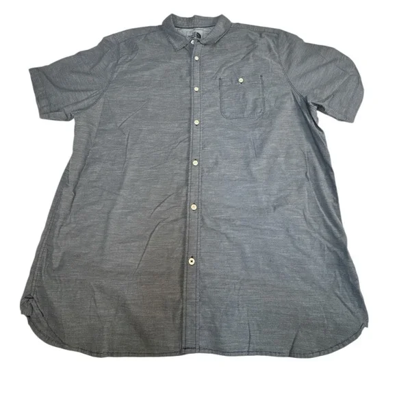 The North Face Button Down Shirt Mens XXL Short Sleeve Blue Striped  Cotton‎