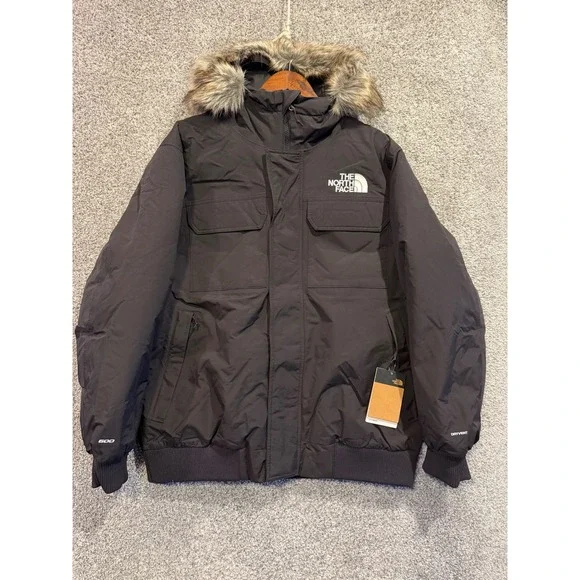 The North Face McMurdo Bomber Jacket Men XL Black 600 Fill DryVent Faux Fur Hood
