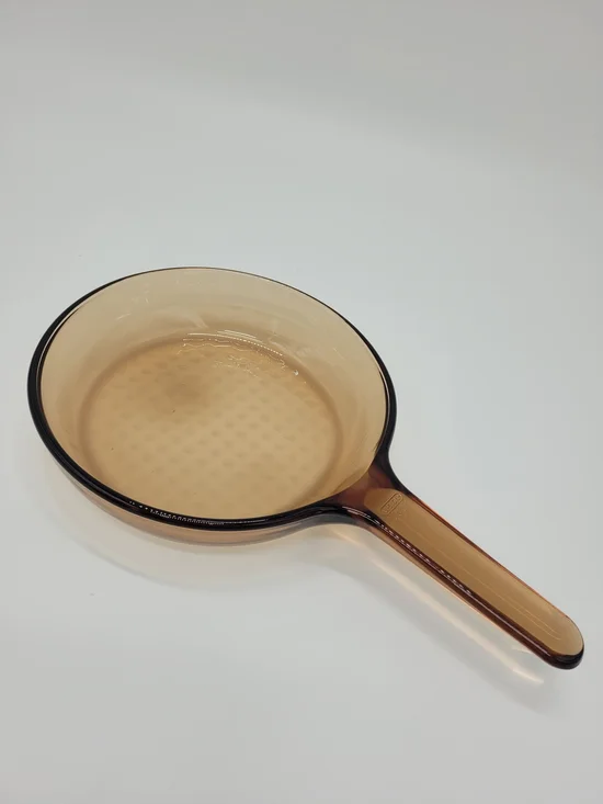 Corning Vision Amber Glass Skillet Pan Handle Vintage USA Made 7
