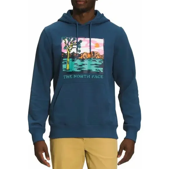 The North Face Joshua Tree Hoodie Size Large Shady Blue Graphic Logo Sweatshirt