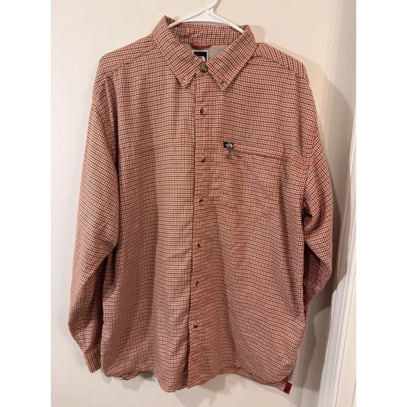 The North Face Mens Medium Shirt Button Up‎ Flannel Plaid Roll-Tab Sleeve