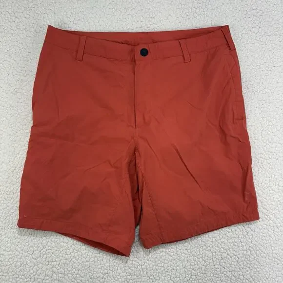The‎ North Face Shorts Mens 34 Orange Nylon Hiking Outdoors Flat Front Chino 8”