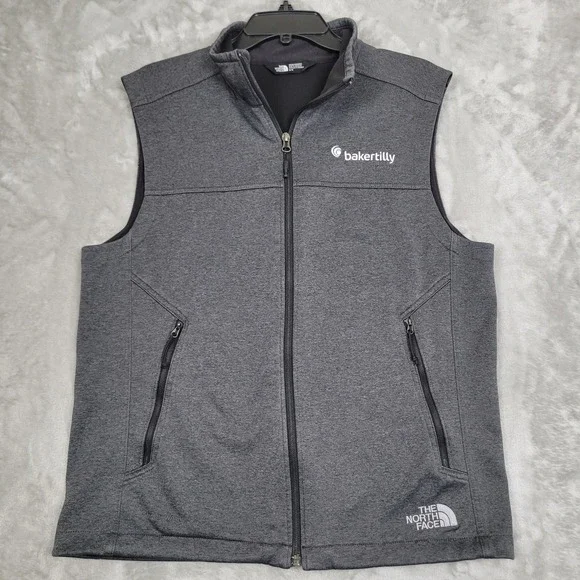 The North Face Fleece Vest Dark Gray Heather‎ Mens Medium Full Zip Outdoor Logo