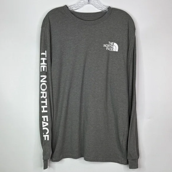 The North Face Grey Long Sleeve Logo Shirt Size Medium Men's