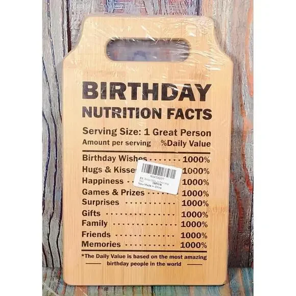 Bamboo Birthday Nutrition Facts Cutting Board‎