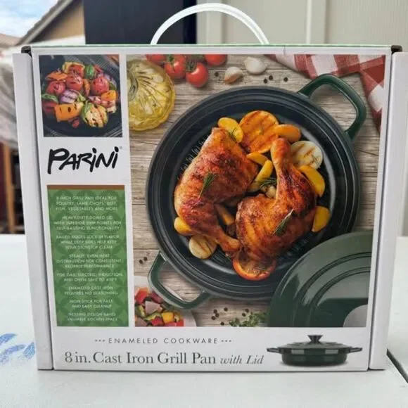 Parini Cast Iron Grill Pan 8in