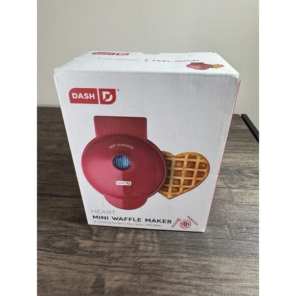 Mini Heart 4” Waffle Maker Machine for Individuals, Paninis, Hash Browns, etc.