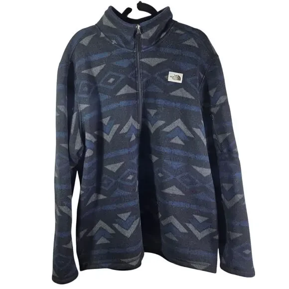The North Face Mens Blue Aztec 1/2 Zip Fleece XXL Outdoor‎ Hiking Pullover Coat
