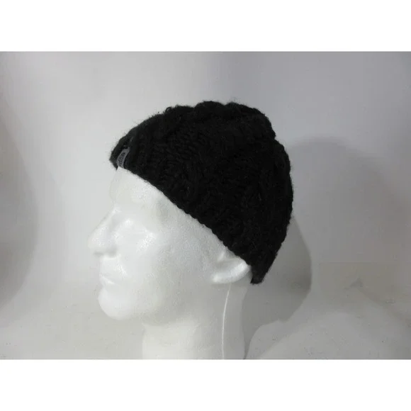 The North Face Beanie Unisex Black Cable Knit Sweater Fleece Lined Hat