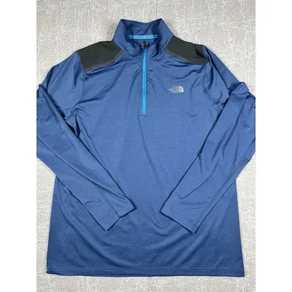 The North Face Blue Kilowatt 1/4 Zip Mens Long Sleeve Mens Shirt L Flash Dry-XD