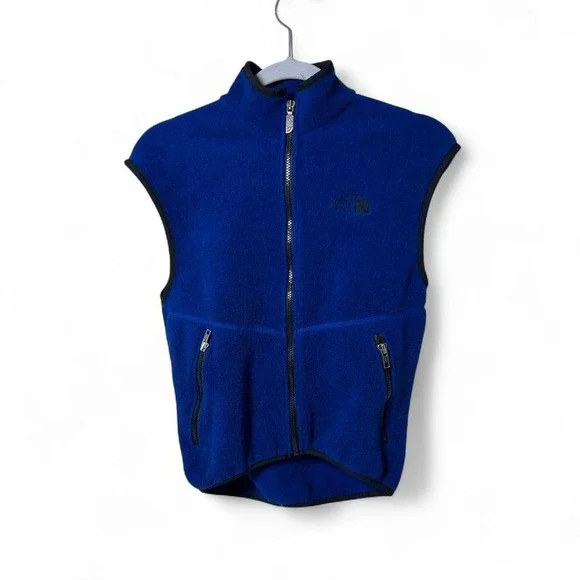 Vintage The North Face Fleece Vest Mens XS‎ Blue Full Zip Pockets USA Made