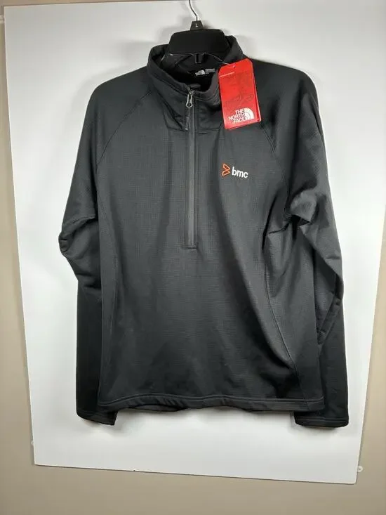 The North Face Mens M NWT Mountain Peaks Quarter Zip Fleece Black BMC Logo