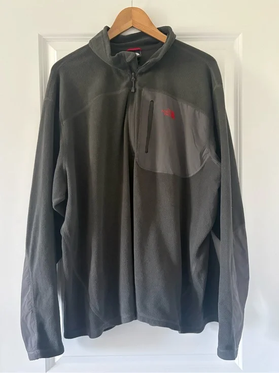 The North Face Men's Polatec 1/4 zip Fleece Pullover Dark Gray XXL