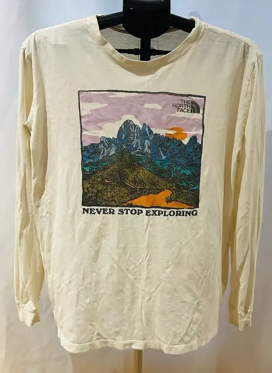 The North Face Never Stop Exploring White Long Sleeve T-Shirt Men's size L
