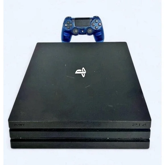 Sony PlayStation 4 Pro 1TB 4K UHD Black w/ Blue DualShock 4 & Cords
