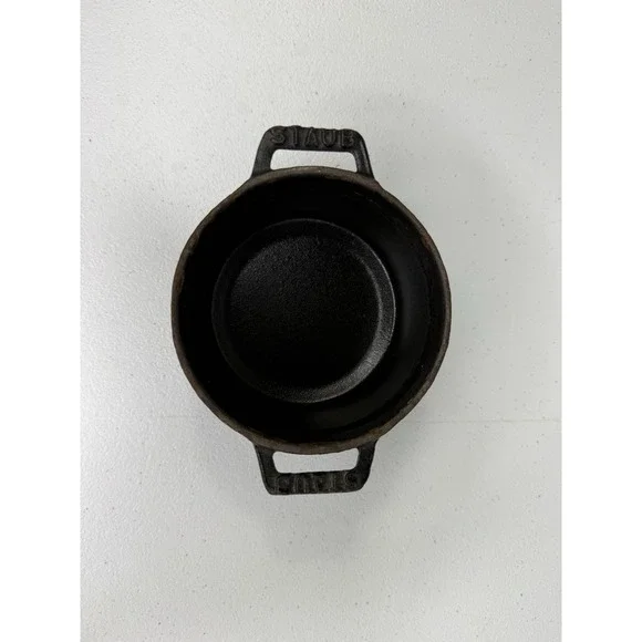Staub Mini Round Cocotte 0.25 qt Cast Iron Round Black Casserole Pan 10cm
