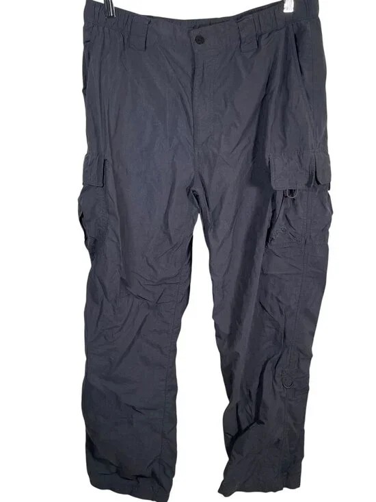 Vintage The North Face Pants Mens Large Blue Gray Nylon Stow Pocket Hiking Stow